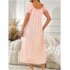 imageSOLY HUX Womens Nightgowns Square Neck Short Sleeve Long Sleep Dress Soft Comfy SleepwearPure Pink
