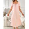 imageSOLY HUX Womens Nightgowns Square Neck Short Sleeve Long Sleep Dress Soft Comfy SleepwearPure Pink