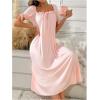 imageSOLY HUX Womens Nightgowns Square Neck Short Sleeve Long Sleep Dress Soft Comfy SleepwearPure Pink