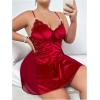 imageSOLY HUX Womens Plus Size Lace Trim Mini Nightdress Spaghetti Strap Cami Slip Dress NightgownPlain Burgundy