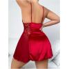 imageSOLY HUX Womens Plus Size Lace Trim Mini Nightdress Spaghetti Strap Cami Slip Dress NightgownPlain Burgundy