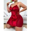 imageSOLY HUX Womens Plus Size Lace Trim Mini Nightdress Spaghetti Strap Cami Slip Dress NightgownPlain Burgundy