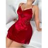 imageSOLY HUX Womens Plus Size Lace Trim Mini Nightdress Spaghetti Strap Cami Slip Dress NightgownPlain Burgundy