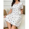 imageSOLY HUX Womens Plus Size Nightgown Heart Print Short Sleeve Crewneck Loose Sleep Dress NightwearWhite Heart