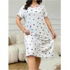 imageSOLY HUX Womens Plus Size Nightgown Heart Print Short Sleeve Crewneck Loose Sleep Dress NightwearWhite Heart