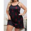 imageSOLY HUX Womens Plus Size Nightgown Heart Print Sleeveless Slip Cami Dress Nightdress SleepwearBlack Heart