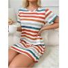 imageSOLY HUX Womens Striped Mini Nightgown Crew Neck Short Sleeve Sleep Shirt LoungewearMulticolor Stripe