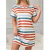imageSOLY HUX Womens Striped Mini Nightgown Crew Neck Short Sleeve Sleep Shirt LoungewearMulticolor Stripe