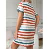 imageSOLY HUX Womens Striped Mini Nightgown Crew Neck Short Sleeve Sleep Shirt LoungewearMulticolor Stripe