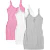 imageSOLY HUX Womens 3 Packs Nightgowns Soft Sexy Lace Trim Sleep Dress Chemise Pajamas Sleepwear Cami Mini Slip DressesPink White Grey
