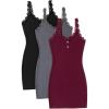 imageSOLY HUX Womens 3 Packs Nightgowns Soft Sexy Lace Trim Sleep Dress Chemise Pajamas Sleepwear Cami Mini Slip DressesRed Grey Black