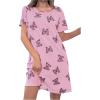 imageSOLY HUX Womens Nightgown Butterfly Print Sleep Shirt Dress Short Sleeve Crewneck Summer NightdressPink Butterfly