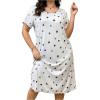imageSOLY HUX Womens Plus Size Nightgown Heart Print Short Sleeve Crewneck Loose Sleep Dress NightwearWhite Heart