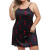 imageSOLY HUX Womens Plus Size Nightgown Heart Print Sleeveless Slip Cami Dress Nightdress SleepwearBlack Heart