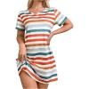 imageSOLY HUX Womens Striped Mini Nightgown Crew Neck Short Sleeve Sleep Shirt LoungewearMulticolor Stripe