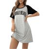 imageSOLY HUX Womens Summer Nightgowns Short Sleeve Tshirt Pajama Dress Graphic Print NightdressGrey Multi