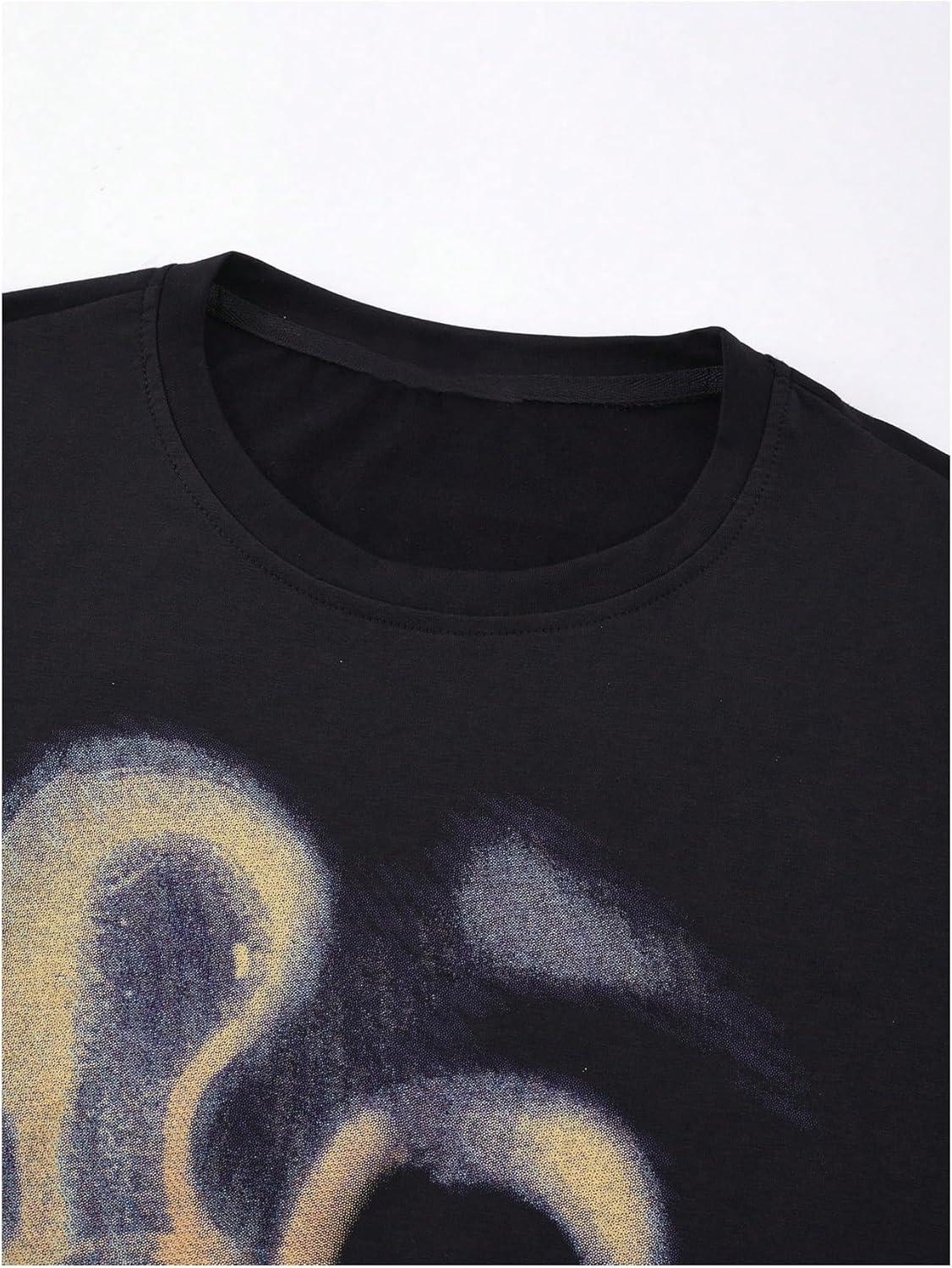 imageSOLY HUX Mens Oversized Graphic Tees Crew Neck Short Sleeve Vintage Streetwear T Shirt TopsBlack Letter