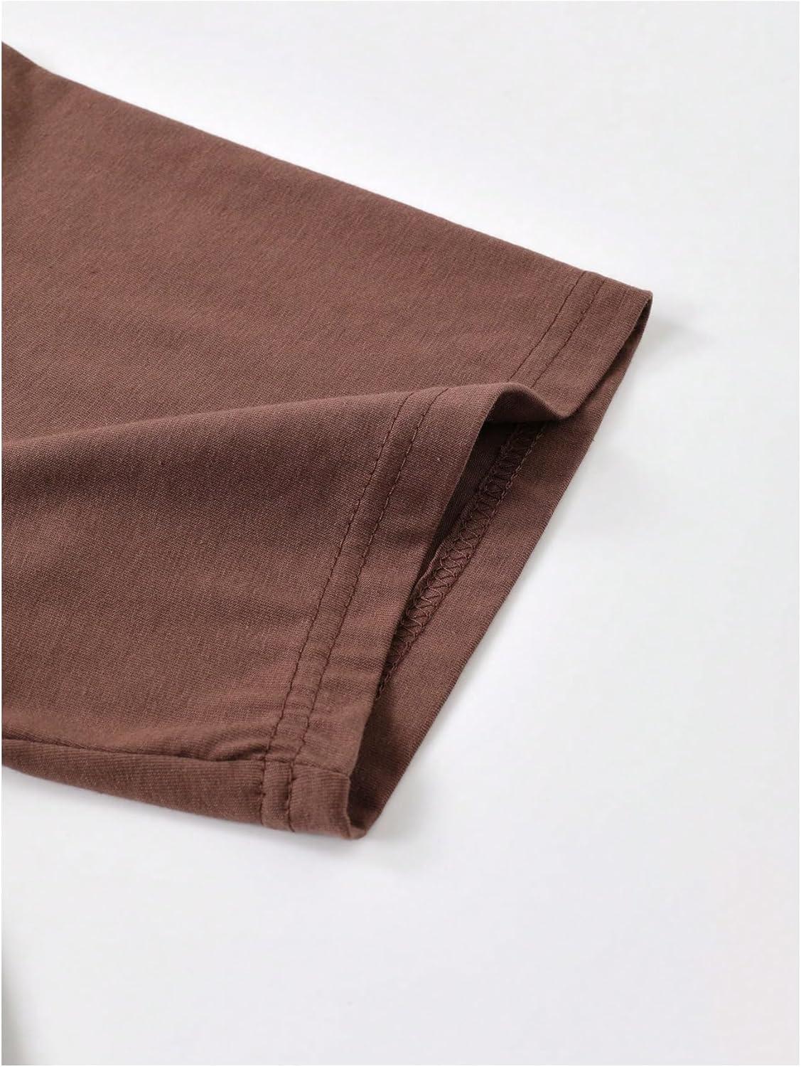 imageSOLY HUX Mens Oversized Graphic Tees Crew Neck Short Sleeve Vintage Streetwear T Shirt TopsBrown Letter