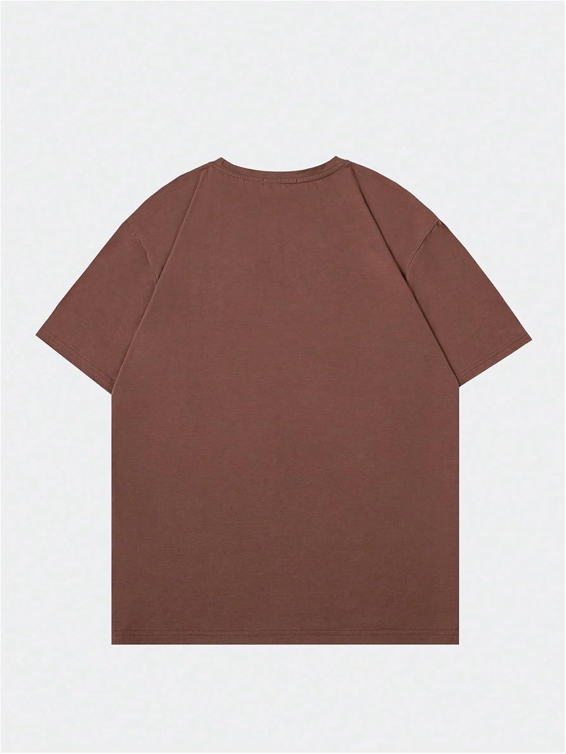 imageSOLY HUX Mens Oversized Graphic Tees Crew Neck Short Sleeve Vintage Streetwear T Shirt TopsBrown Letter