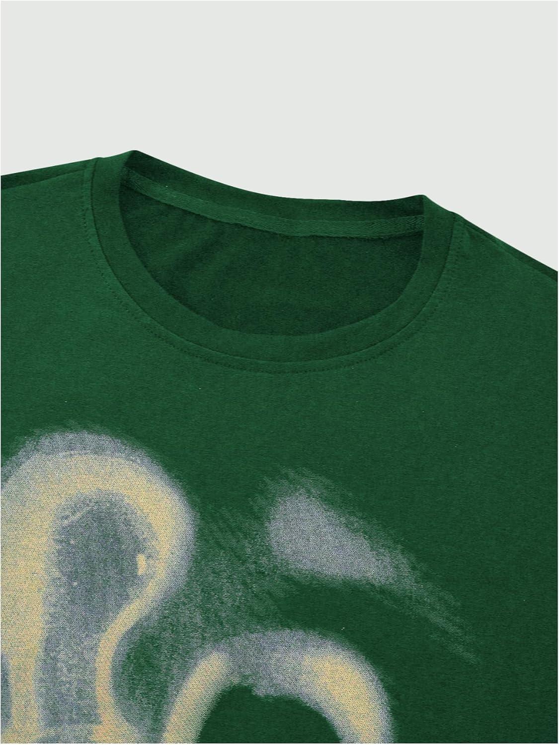 imageSOLY HUX Mens Oversized Graphic Tees Crew Neck Short Sleeve Vintage Streetwear T Shirt TopsGreen Graphic