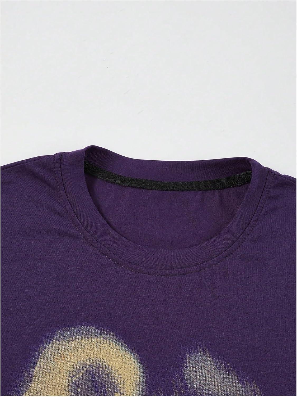 imageSOLY HUX Mens Oversized Graphic Tees Crew Neck Short Sleeve Vintage Streetwear T Shirt TopsPurple Letter