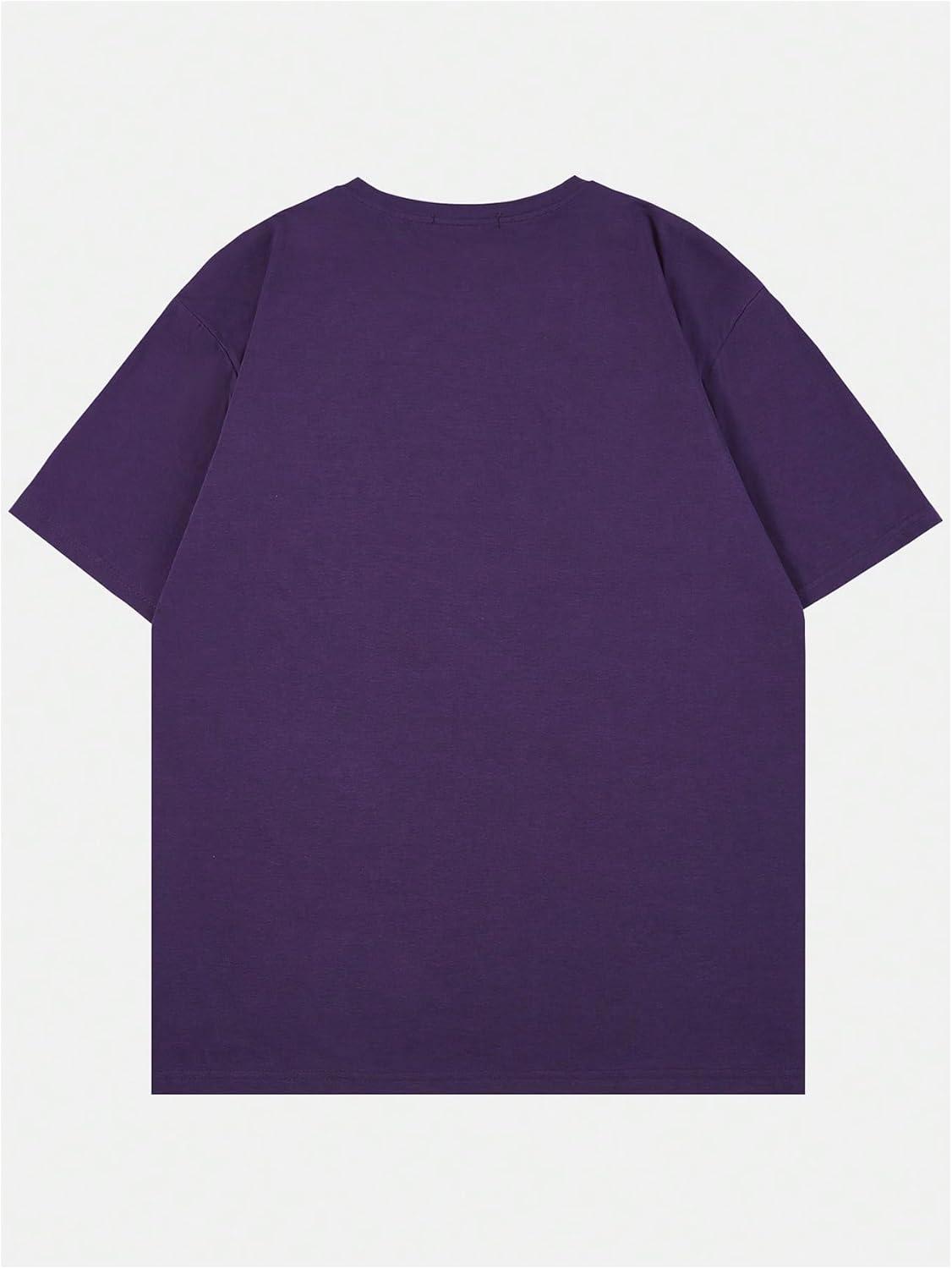 imageSOLY HUX Mens Oversized Graphic Tees Crew Neck Short Sleeve Vintage Streetwear T Shirt TopsPurple Letter