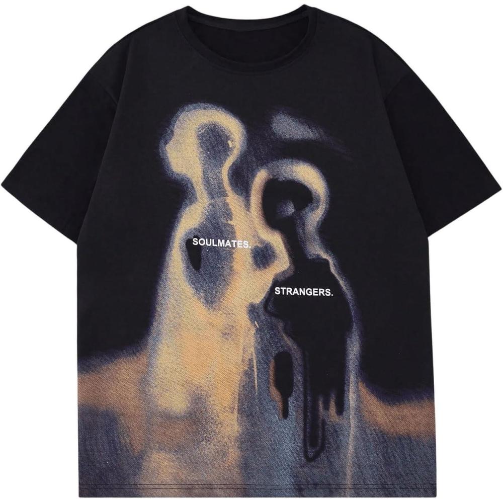 imageSOLY HUX Mens Oversized Graphic Tees Crew Neck Short Sleeve Vintage Streetwear T Shirt TopsBlack Letter