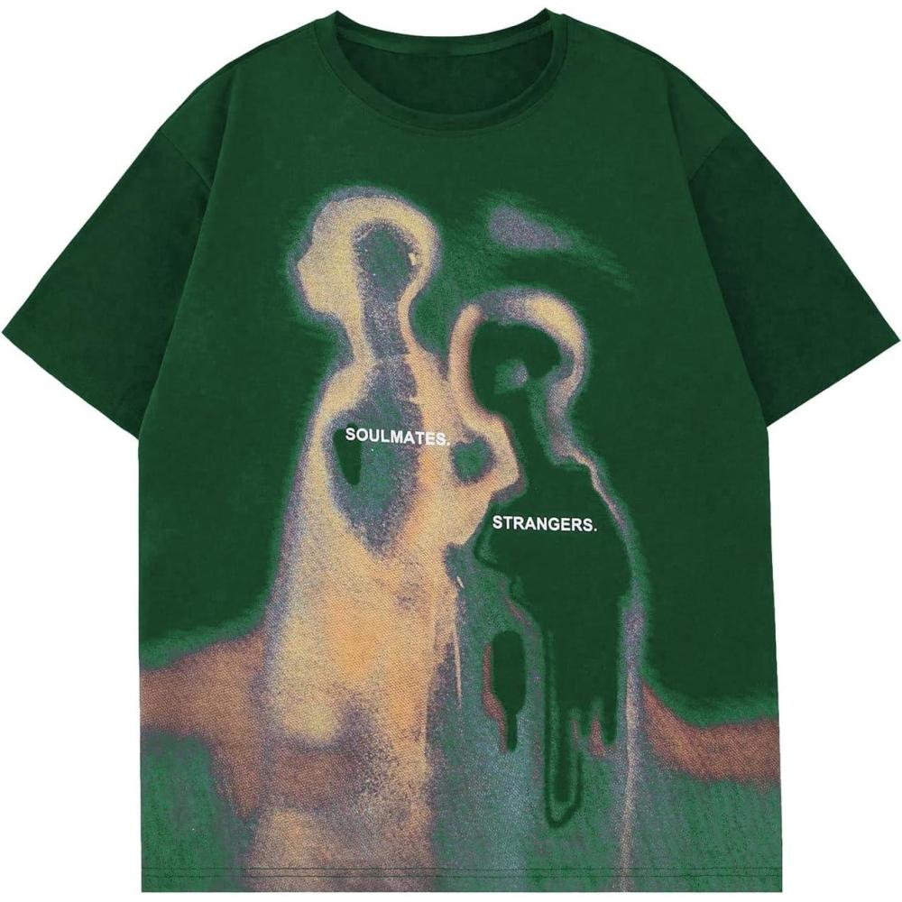 imageSOLY HUX Mens Oversized Graphic Tees Crew Neck Short Sleeve Vintage Streetwear T Shirt TopsGreen Graphic