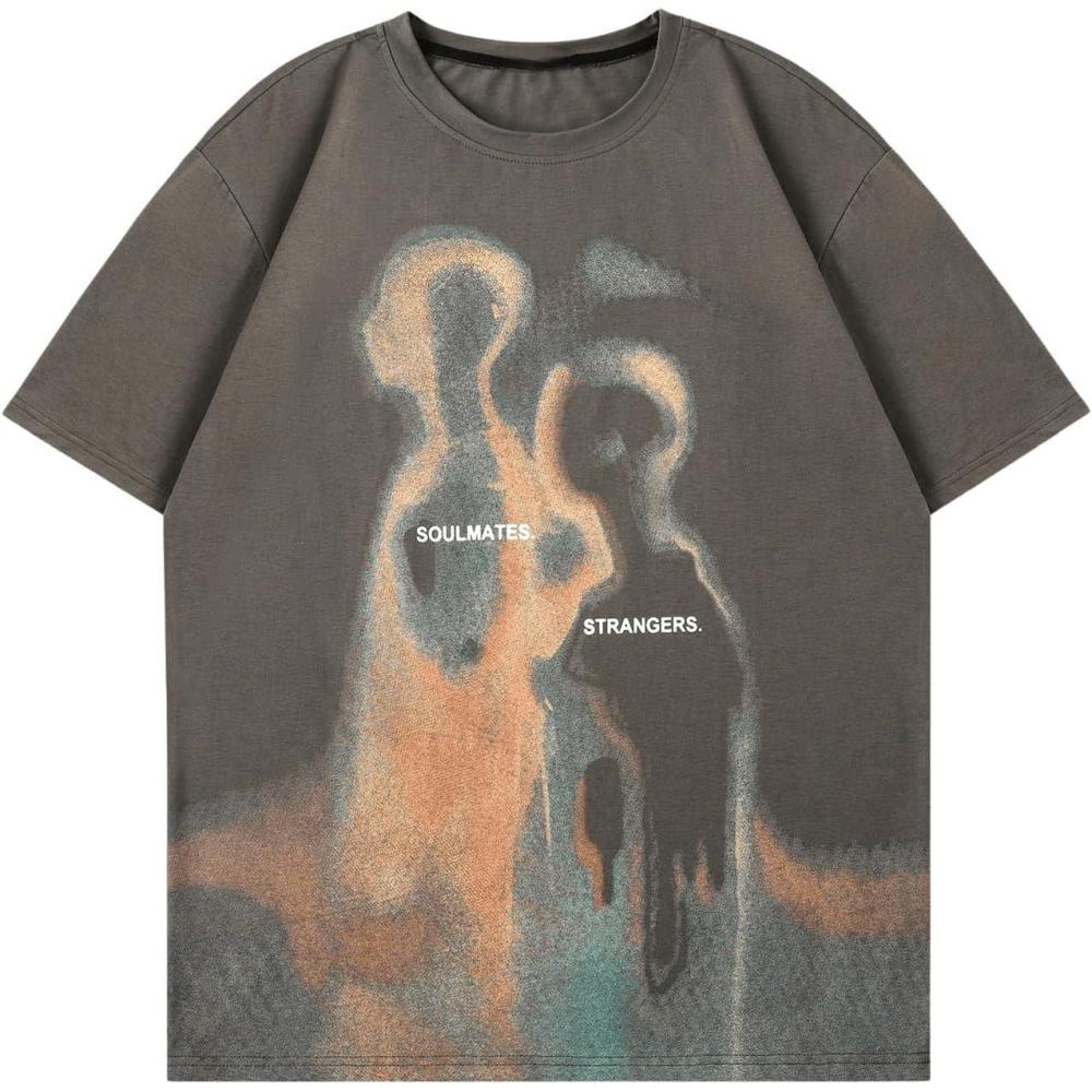 imageSOLY HUX Mens Oversized Graphic Tees Crew Neck Short Sleeve Vintage Streetwear T Shirt TopsGreen Letter