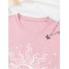 imageSOLY HUX Graphic Tees for Girl Floral Print Short Sleeve Round Neck T Shirts TopsPink Moon Print