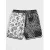 imageSOLY HUX Mens Elastic High Waisted Casual Summer ShortsBlack and White Paisley Print