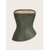 imageSOLY HUX Womens PU Leather Tube Top Strapless Ruched Asymmetrical Bandeau Tops Rave Concert OutfitArmy Green