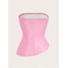 imageSOLY HUX Womens PU Leather Tube Top Strapless Ruched Asymmetrical Bandeau Tops Rave Concert OutfitLight Pink