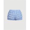 imageSOLY HUX Womens Ruffle Shorts Plaid Y2k Lace Bloomers Elastic Waist Frill Bottoms Gingham Micro BoyshortsBlue Plaid