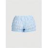 imageSOLY HUX Womens Ruffle Shorts Plaid Y2k Lace Bloomers Elastic Waist Frill Bottoms Gingham Micro BoyshortsBlue and White Plaid