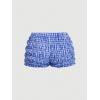 imageSOLY HUX Womens Ruffle Shorts Plaid Y2k Lace Bloomers Elastic Waist Frill Bottoms Gingham Micro BoyshortsRoyal Blue Plaid