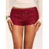imageSOLY HUX Womens Sequin Micro Shorts Y2K Low Rise Sparkly Glitter Mini Booty Shorts Party Club Rave OutfitsPlain Burgundy