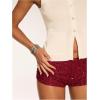 imageSOLY HUX Womens Sequin Micro Shorts Y2K Low Rise Sparkly Glitter Mini Booty Shorts Party Club Rave OutfitsPlain Burgundy