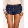 imageSOLY HUX Womens Sequin Micro Shorts Y2K Low Rise Sparkly Glitter Mini Booty Shorts Party Club Rave OutfitsPlain Dark Blue