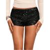 imageSOLY HUX Womens Sequin Micro Shorts Y2K Low Rise Sparkly Glitter Mini Booty Shorts Party Club Rave OutfitsPure Black