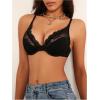 imageSOLY HUX Womens Sexy Lace Bras Underwire Everyday Bra Comfort Push Up BralettesPlain Black