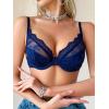 imageSOLY HUX Womens Sexy Lace Bras Underwire Everyday Bra Comfort Push Up BralettesPlain Dark Blue