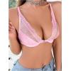 imageSOLY HUX Womens Sexy Lace Bras Underwire Everyday Bra Comfort Push Up BralettesPlain Pink