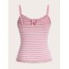 imageSOLY HUX Womens Striped Lace Trim Cami Crop Top Button Front Spaghetti Strap Y2k TopsPink Striped