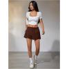 imageSOLY HUX Womens Sweat Shorts Casual Summer Elastic High Waist Running Lounge Shorts with PocketsCoffee Brown