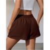 imageSOLY HUX Womens Sweat Shorts Casual Summer Elastic High Waist Running Lounge Shorts with PocketsCoffee Brown