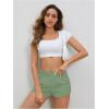 imageSOLY HUX Womens Sweat Shorts Casual Summer Elastic High Waist Running Lounge Shorts with PocketsPure Green