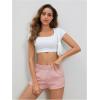 imageSOLY HUX Womens Sweat Shorts Casual Summer Elastic High Waist Running Lounge Shorts with PocketsPure Pink