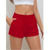 imageSOLY HUX Womens Sweat Shorts Casual Summer Elastic High Waist Running Lounge Shorts with PocketsPure Red