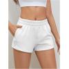 imageSOLY HUX Womens Sweat Shorts Casual Summer Elastic High Waist Running Lounge Shorts with PocketsPure White